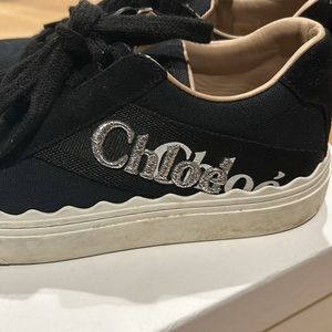 Chloe Lauren canvas Logo low cut sneakers shoes CHU21U108Q700136W black 36